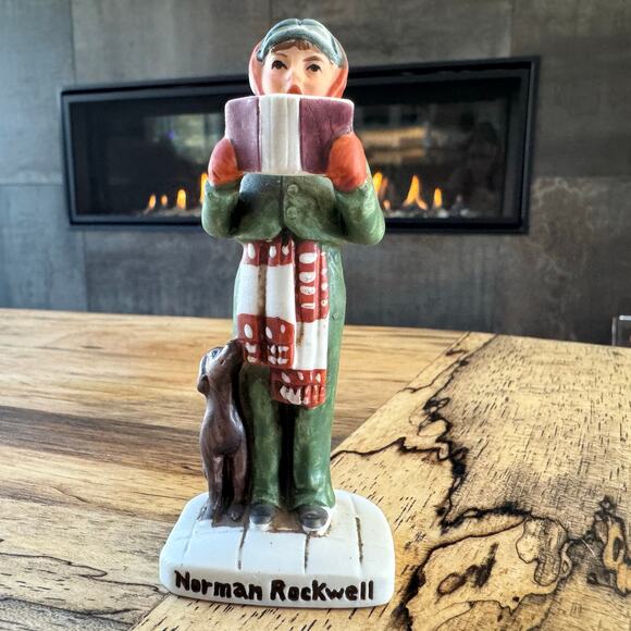 Dave Grossman Other - 1979 Vintage Norman Rockwell Boy Singing Christmas Carols w/ Dog Figure, NR 203